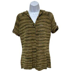 Maurices-Women's Medium Hooded Cardigan Sweater Short Sleeve Multi-Color V-Neck